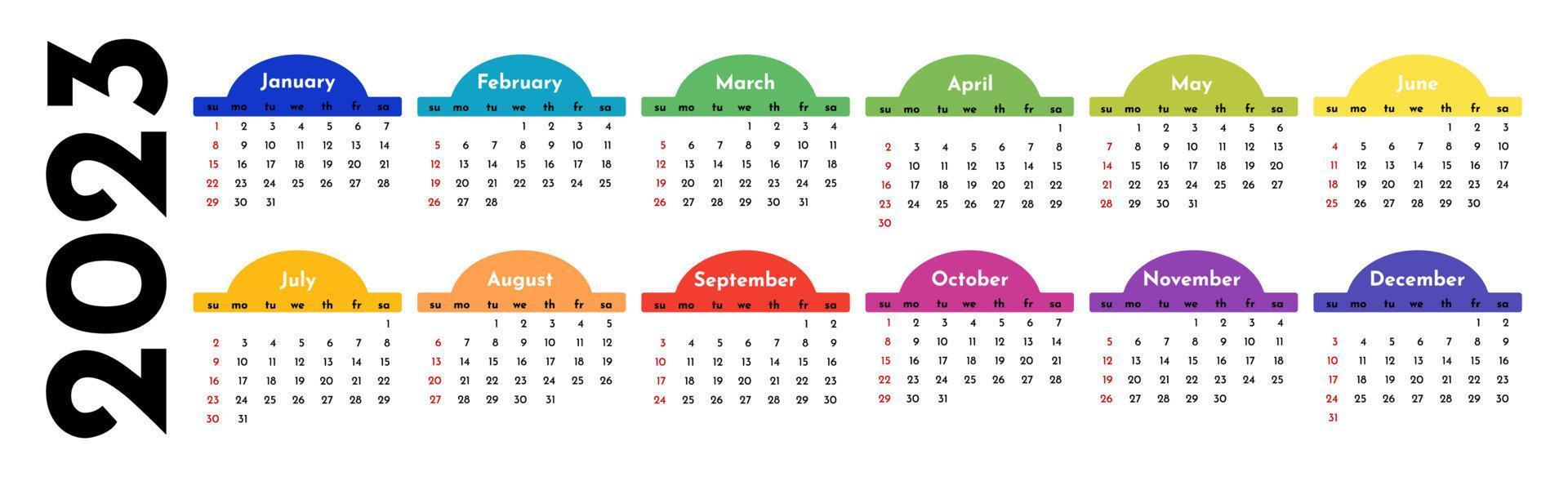 calendario para 2023 aislado en un fondo blanco vector