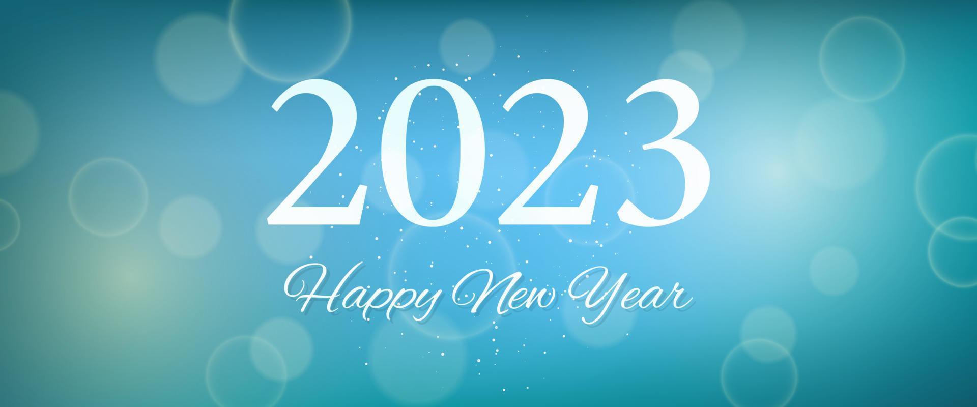 Happy new year 2023 incription on blurred background vector