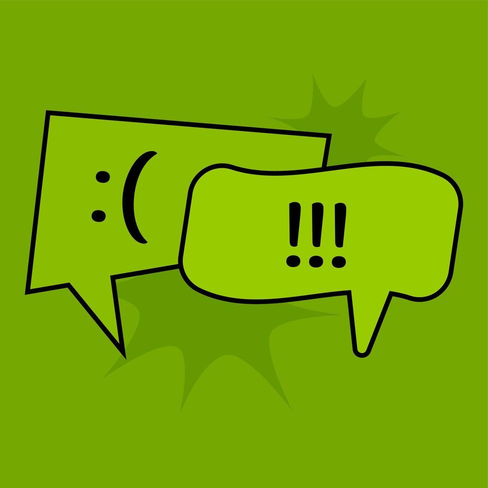 Communication speech bubbles on green background. Vector illustration