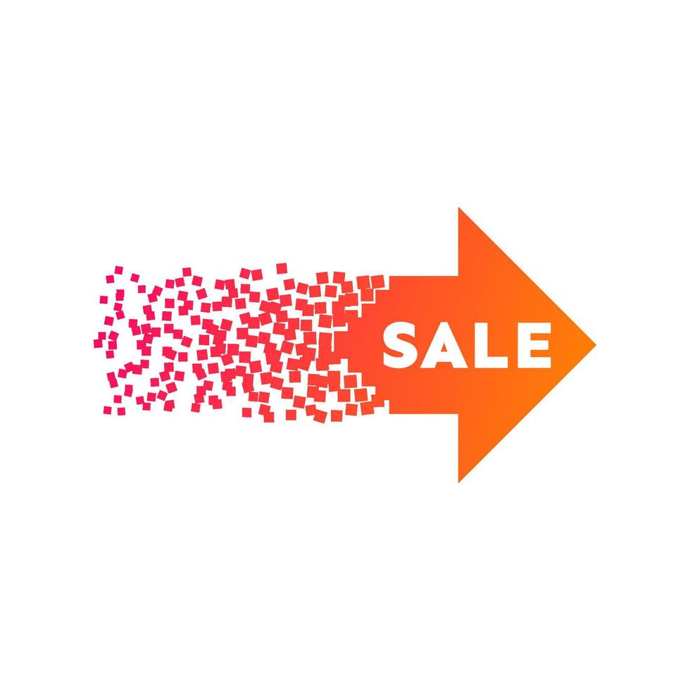 Abstract explosion. Orange sale arrow banner. Vector illustration