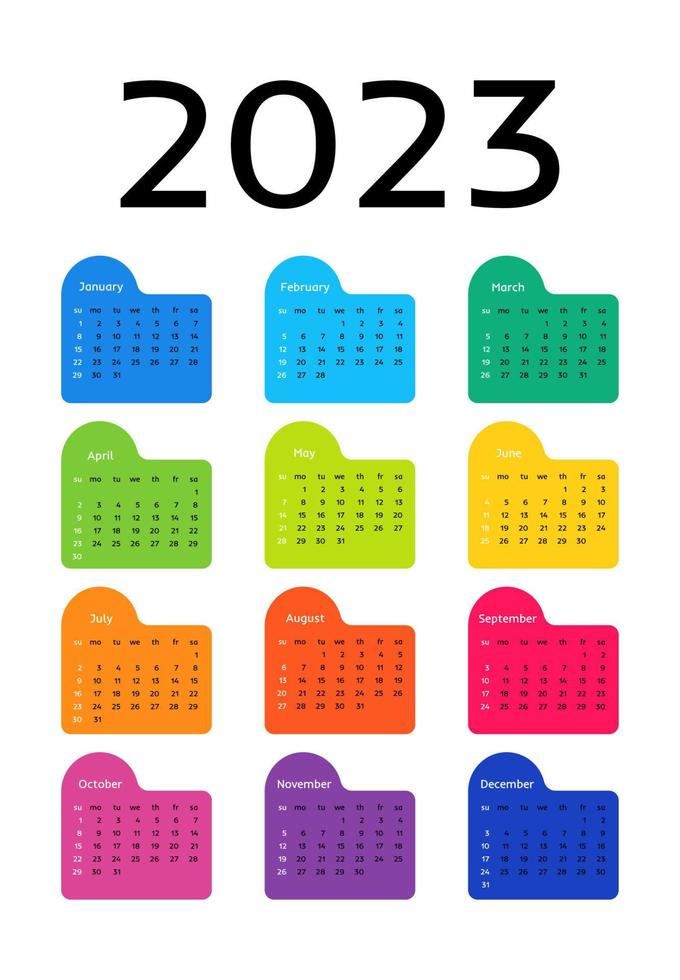 calendario para 2023 aislado en un fondo blanco vector