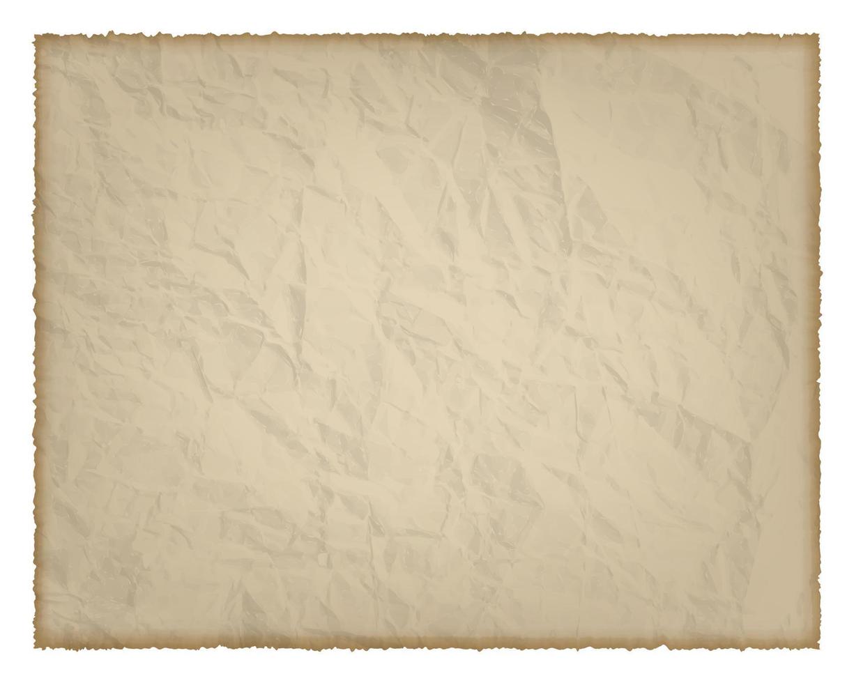 Old paper with burnt edges isolated on white background with place for your text. Vector illustration