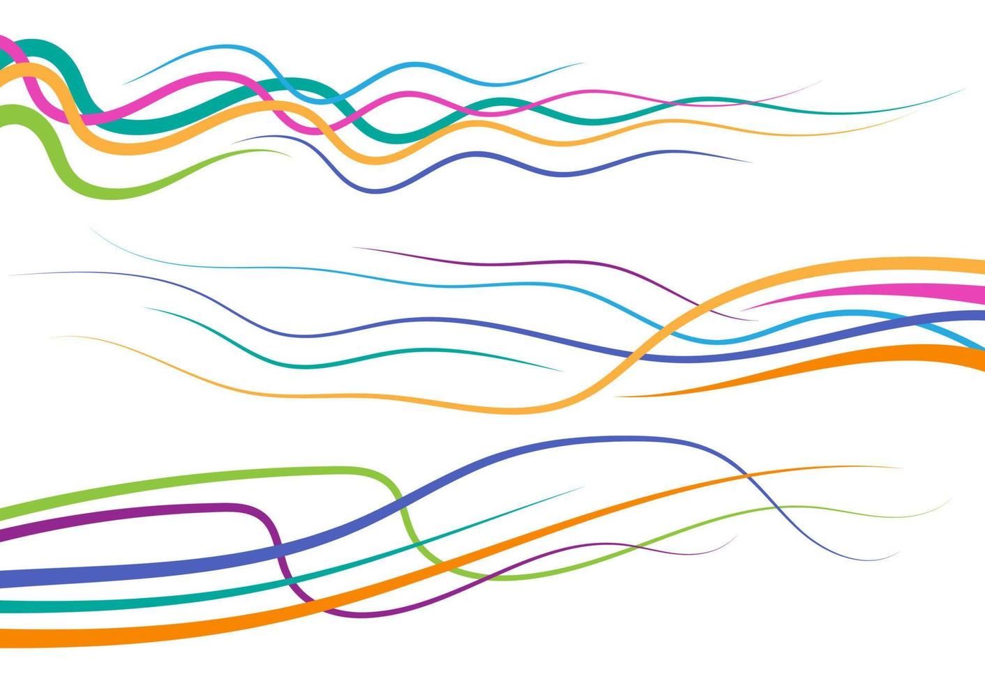 Set of abstract color curved lines. Wave design element. Vector illustration.