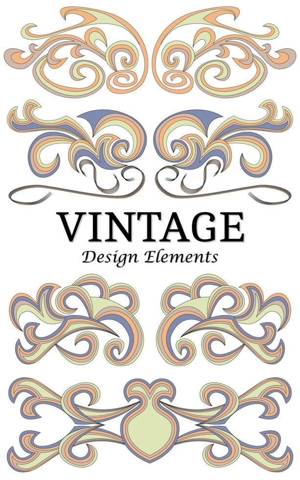 Set of vintage elements for design. Calligraphic floral vector. vector