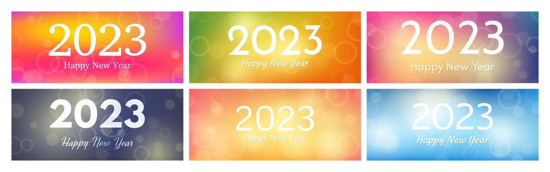Happy new year 2023 incription on blurred background vector