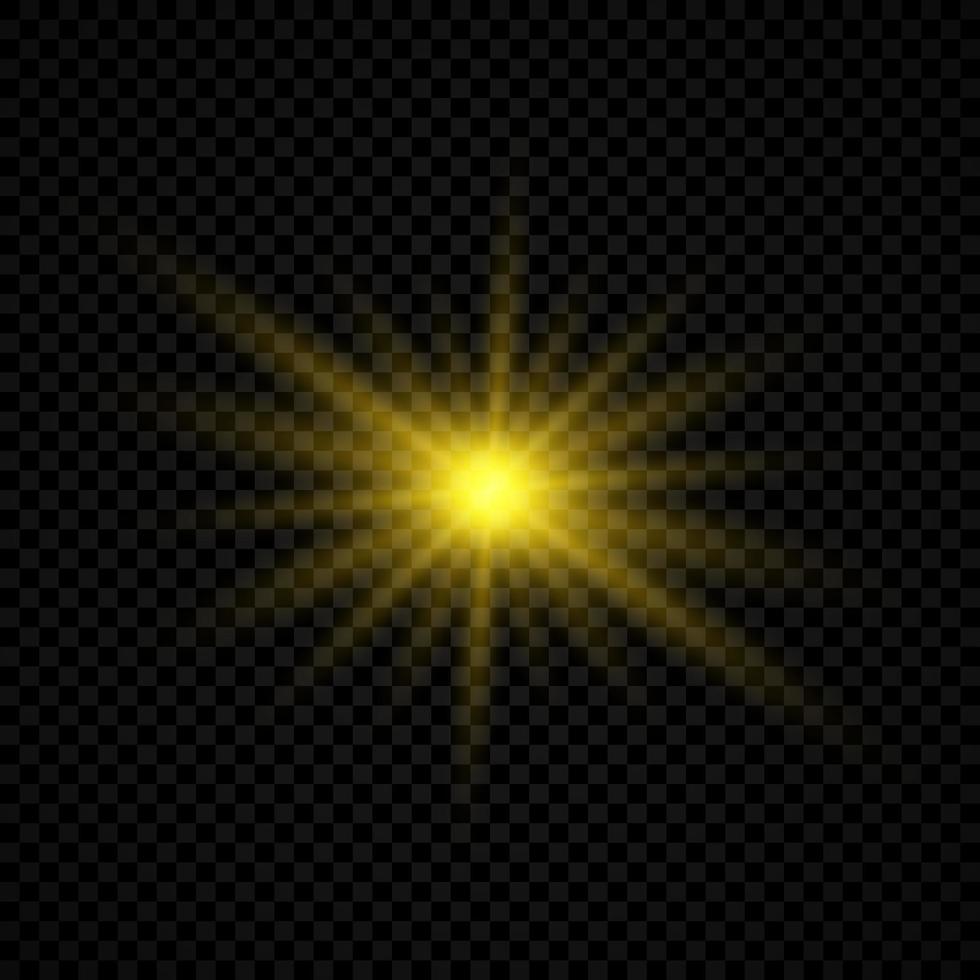 Light effect of lens flares. Yellow glowing lights starburst effects with  sparkles on a transparent background. Vector illustration 16594008 Vector  Art at Vecteezy