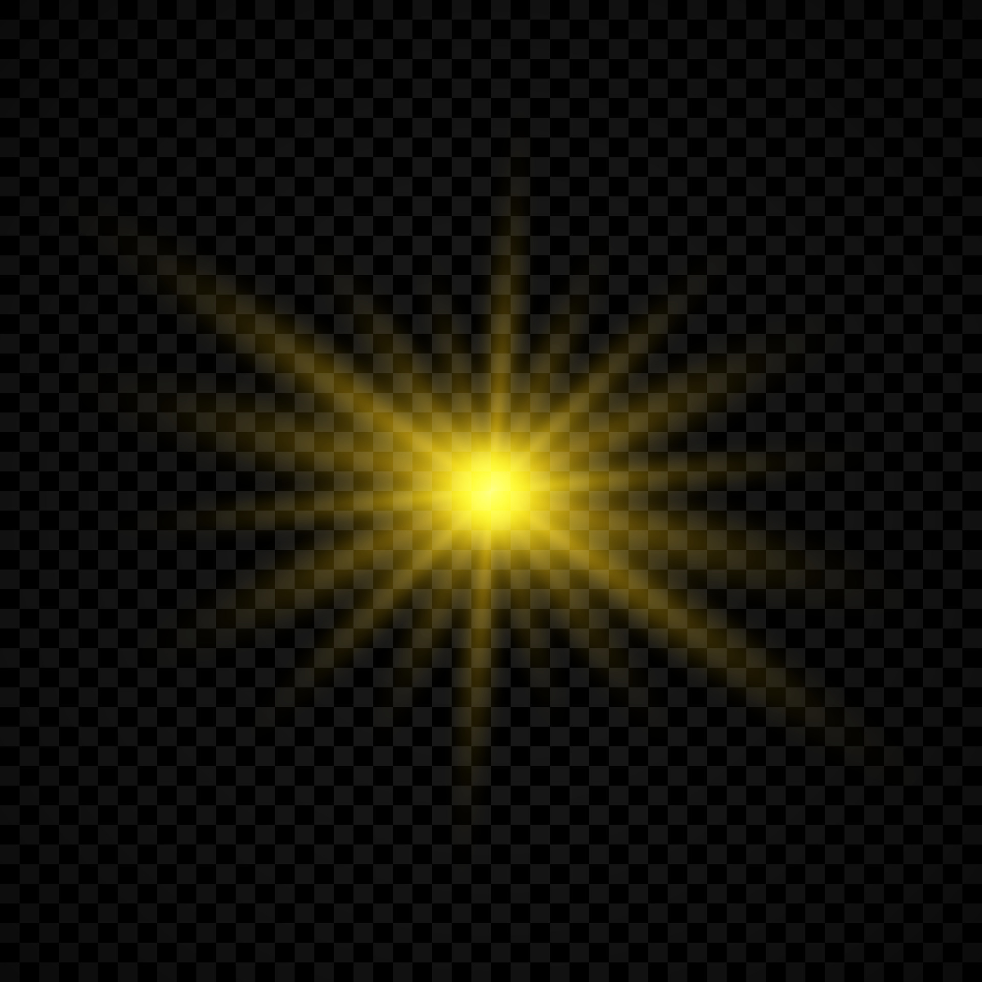Light effect of lens flares. Yellow glowing lights starburst effects