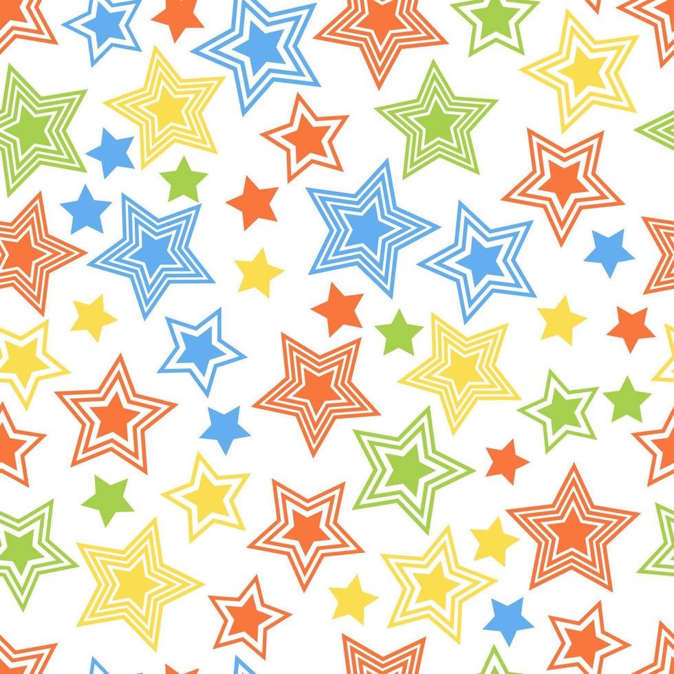 patrón de estrellas de colores sin fisuras para tejidos y postales. fondo de color moderno hipsters de moda. ilustración vectorial vector