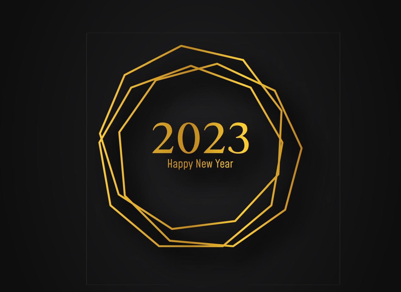 2023 Happy New Year gold geometric polygonal background vector