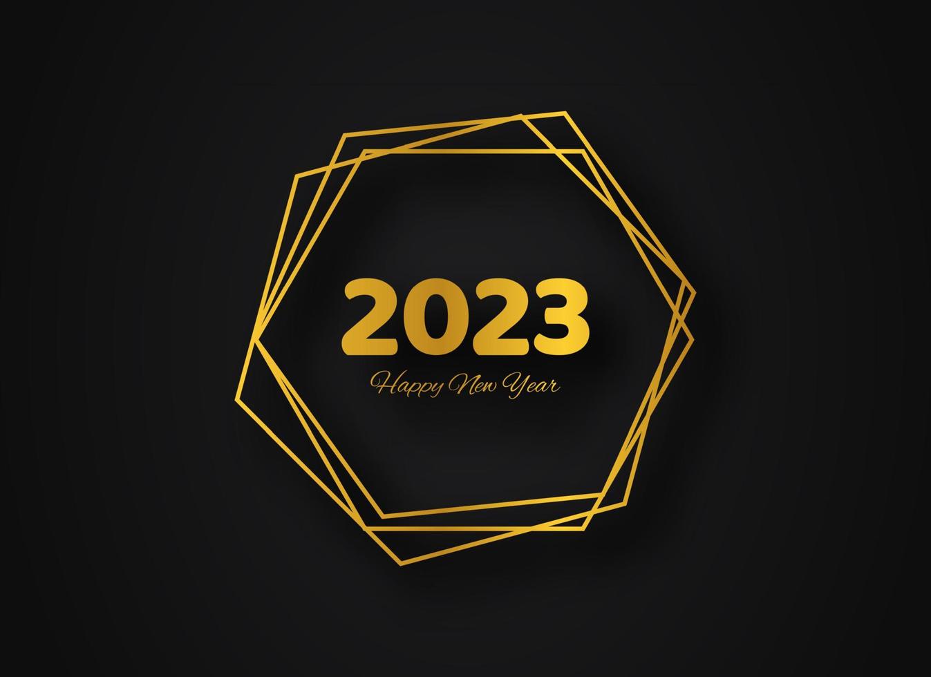 2023 Happy New Year gold geometric polygonal background vector