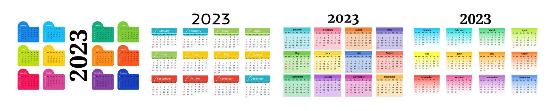 calendario para 2023 aislado en un fondo blanco vector