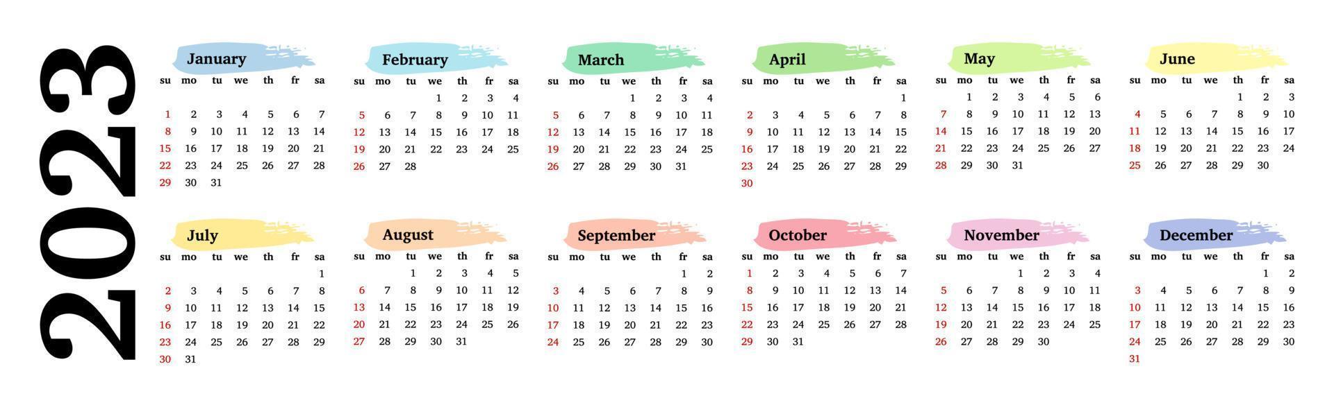 Calendar for 2023 isolated on a white background vector