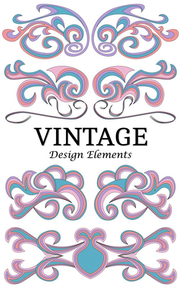 Set of vintage elements for design. Swirl floral elements for design. vector