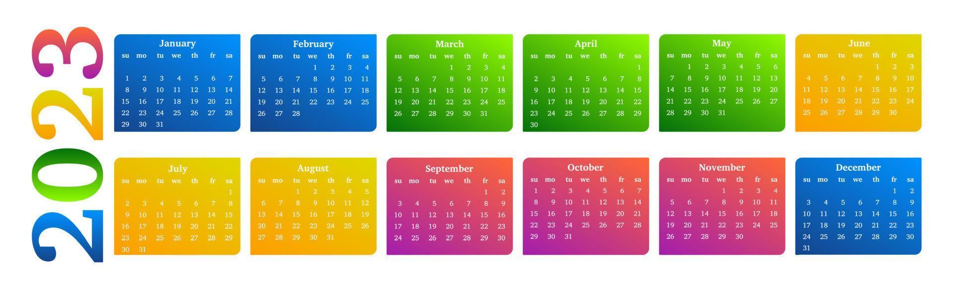 calendario para 2023 aislado en un fondo blanco vector