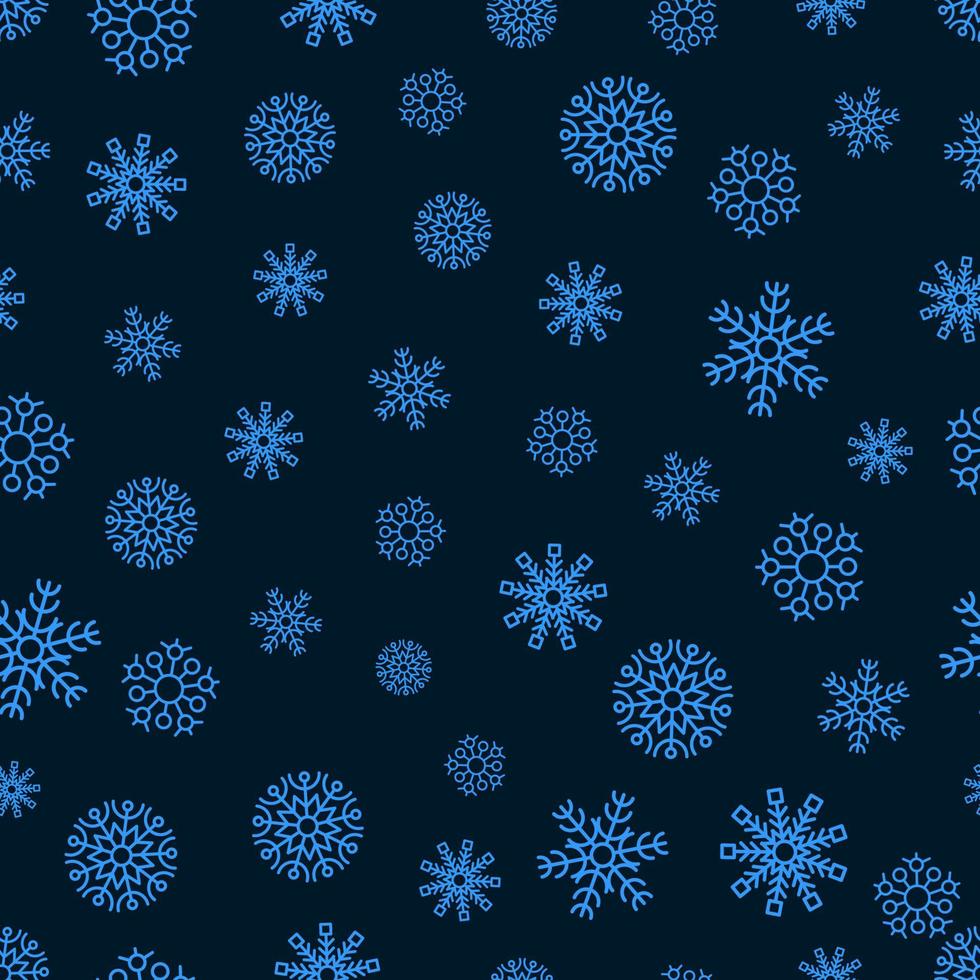 Snowflakes seamless background. Christmas and New Year decoration elements. Vector illustration.