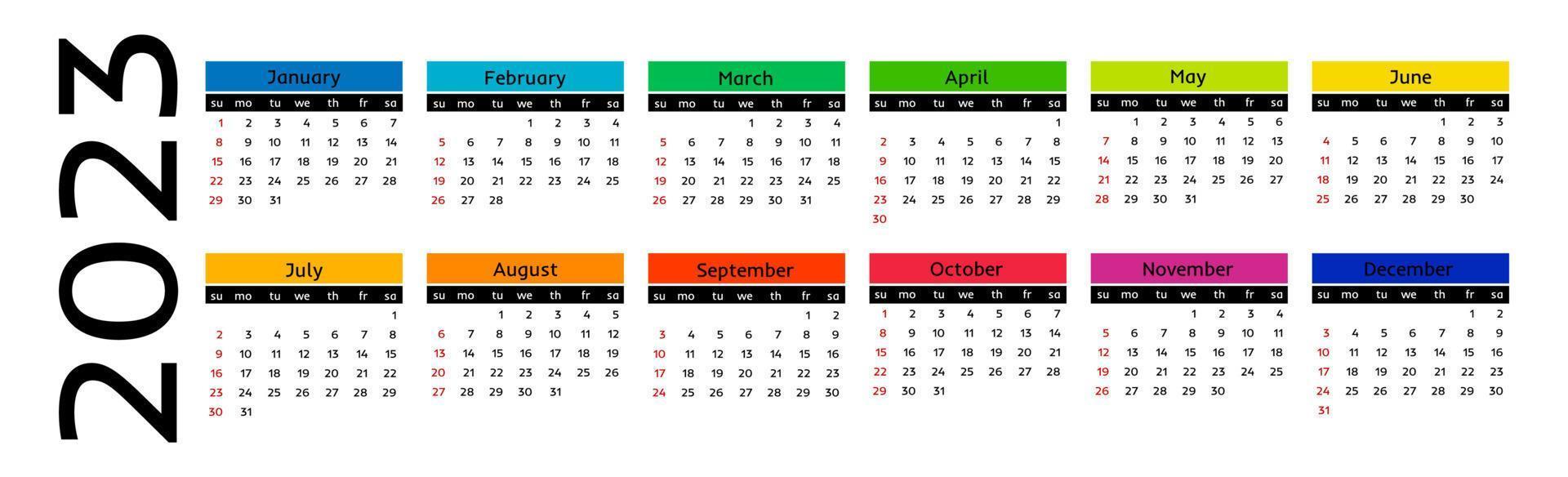 calendario para 2023 aislado en un fondo blanco vector