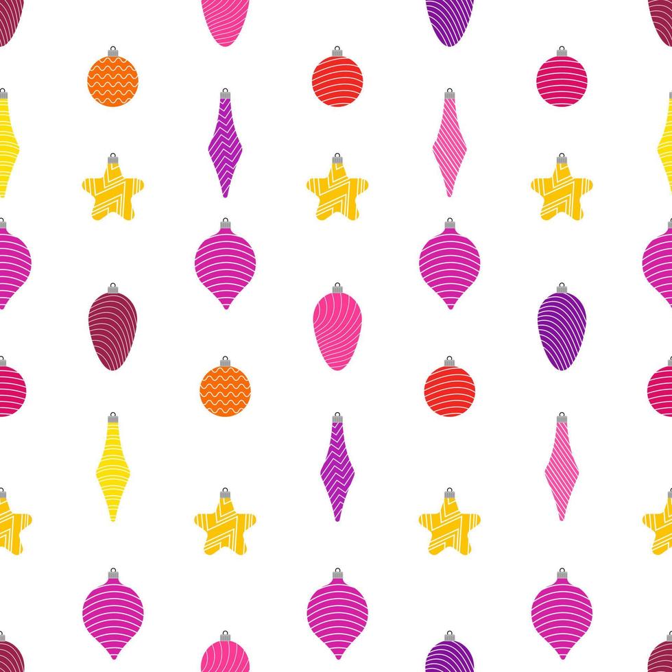 Seamless pattern with christmas balls on white background. Vector illustration