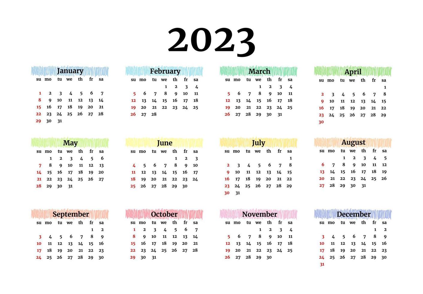 calendario para 2023 aislado en un fondo blanco vector