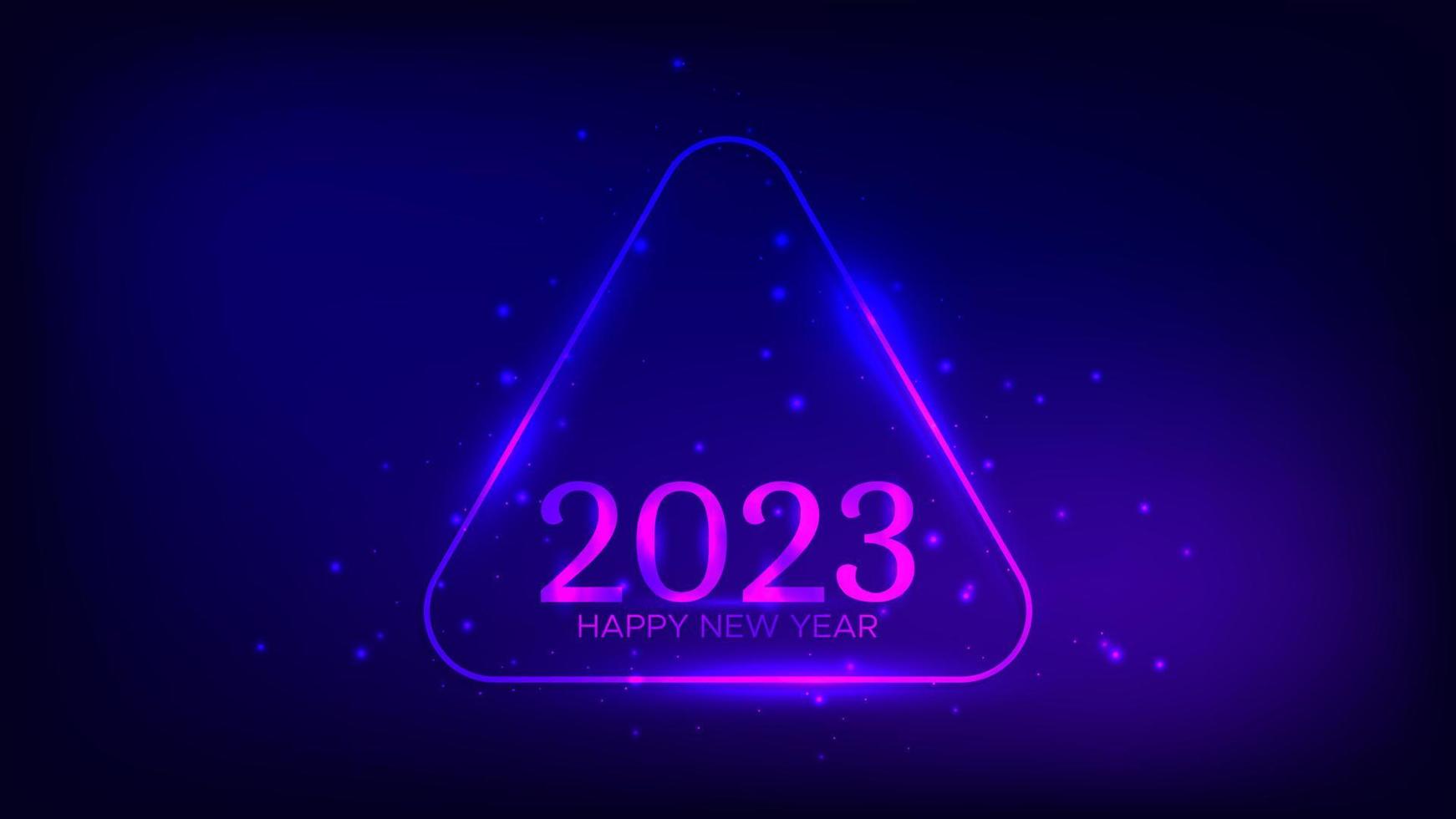 2023 Happy New Year neon background vector