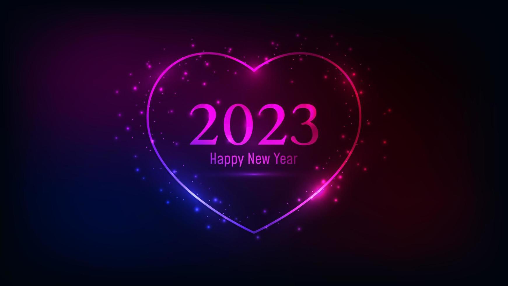 2023 Happy New Year neon background vector