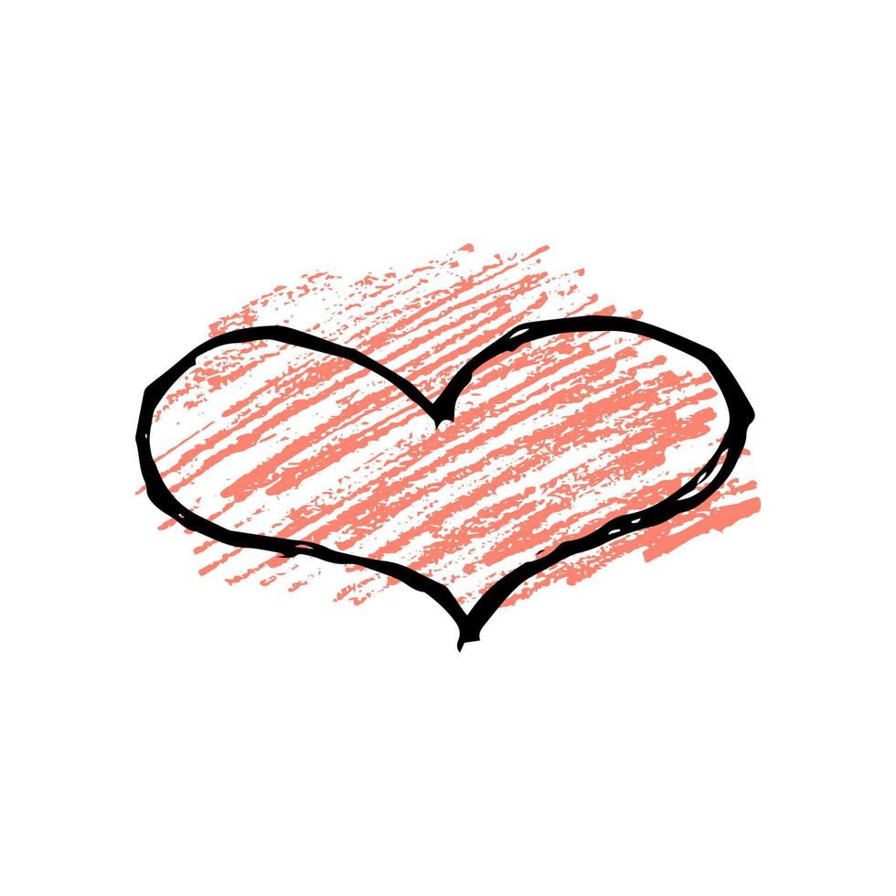 esbozar corazones de garabatos sobre fondo rojo. Corazones de garabatos a lápiz dibujados a mano. ilustración vectorial vector