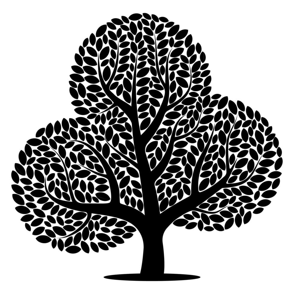 silueta vectorial de un árbol aislado en un fondo blanco vector