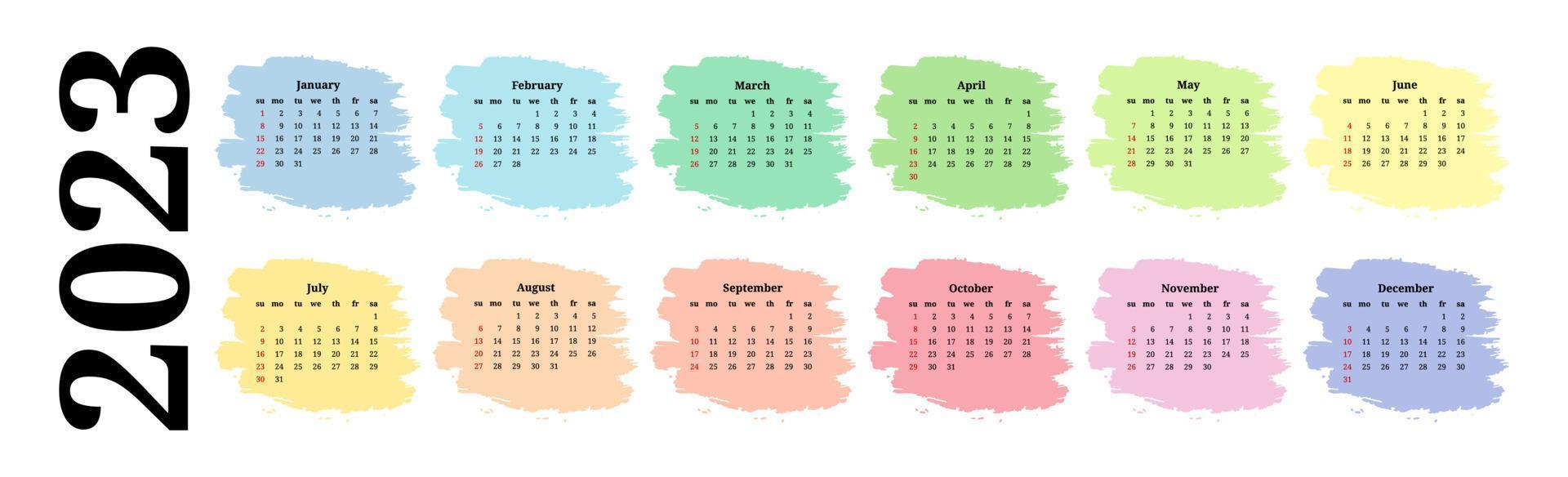 calendario para 2023 aislado en un fondo blanco vector