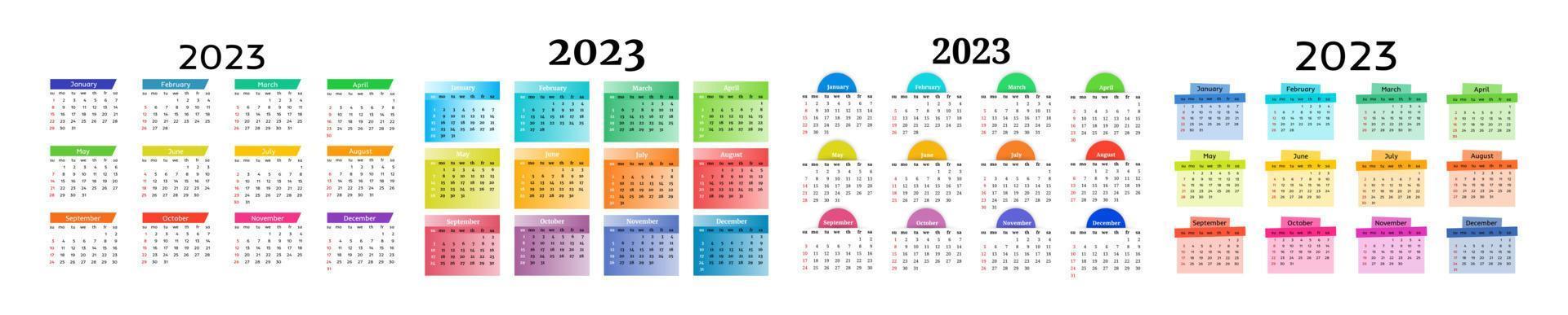 calendario para 2023 aislado en un fondo blanco vector