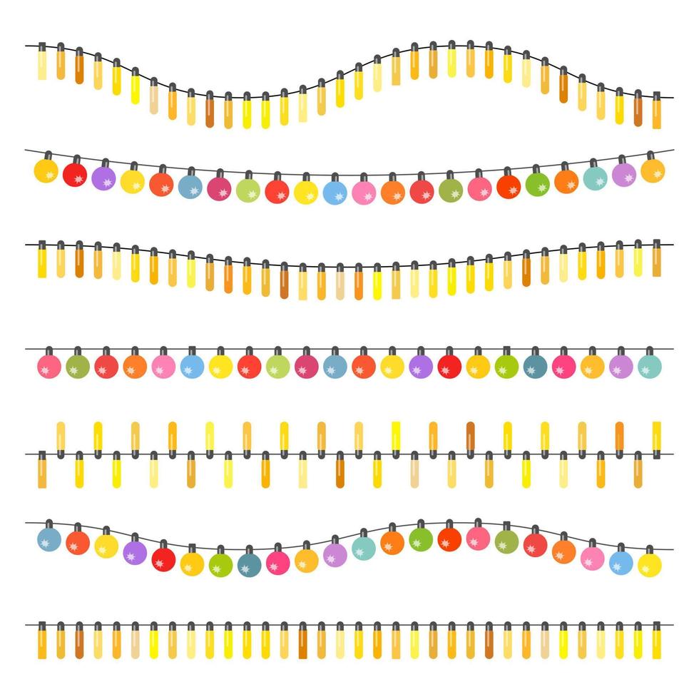 Garland with multi-colored light bulbs on a white background. Vector illustration.