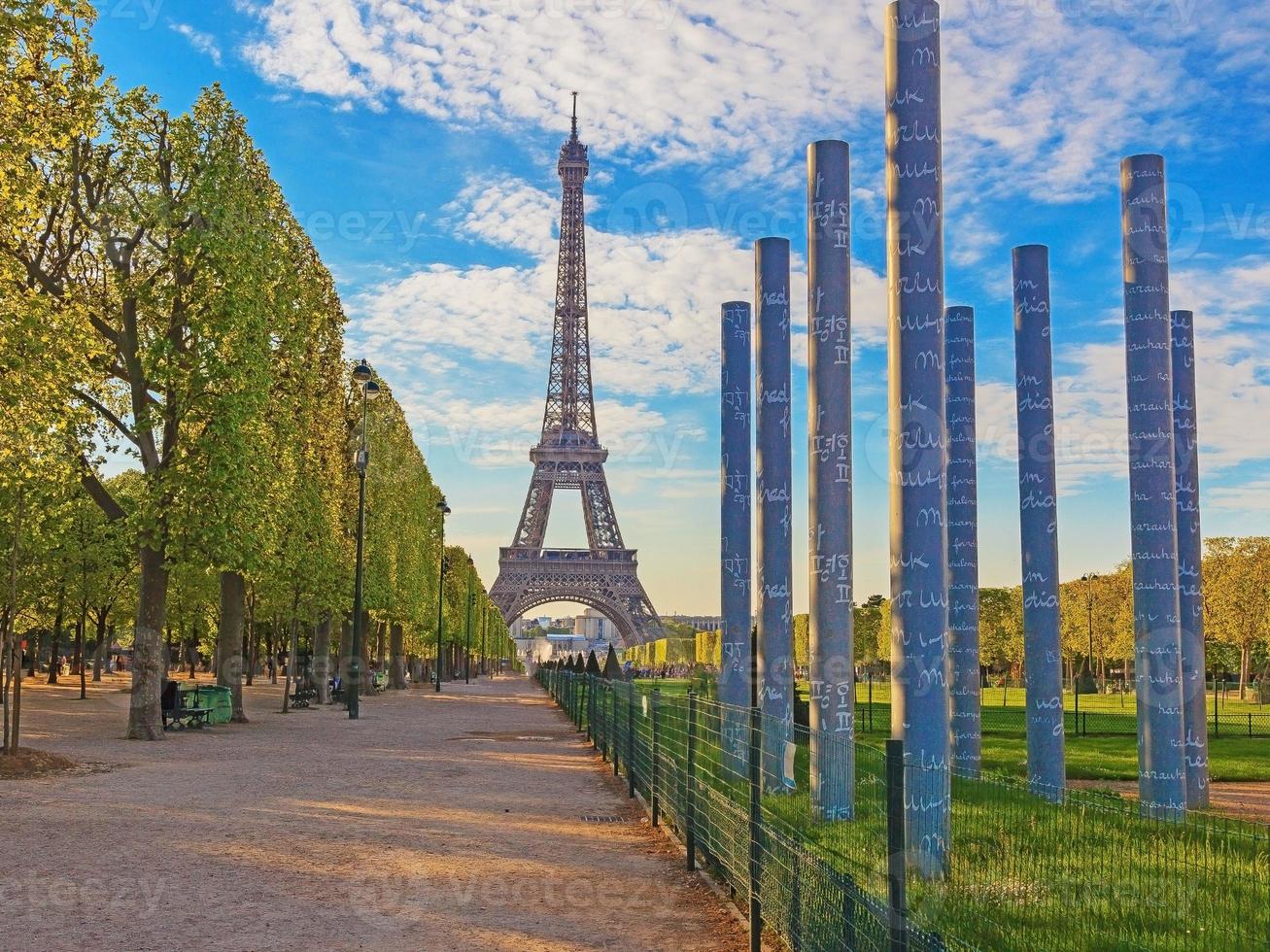 View of Paris Eiffel Tower in evening light photo
