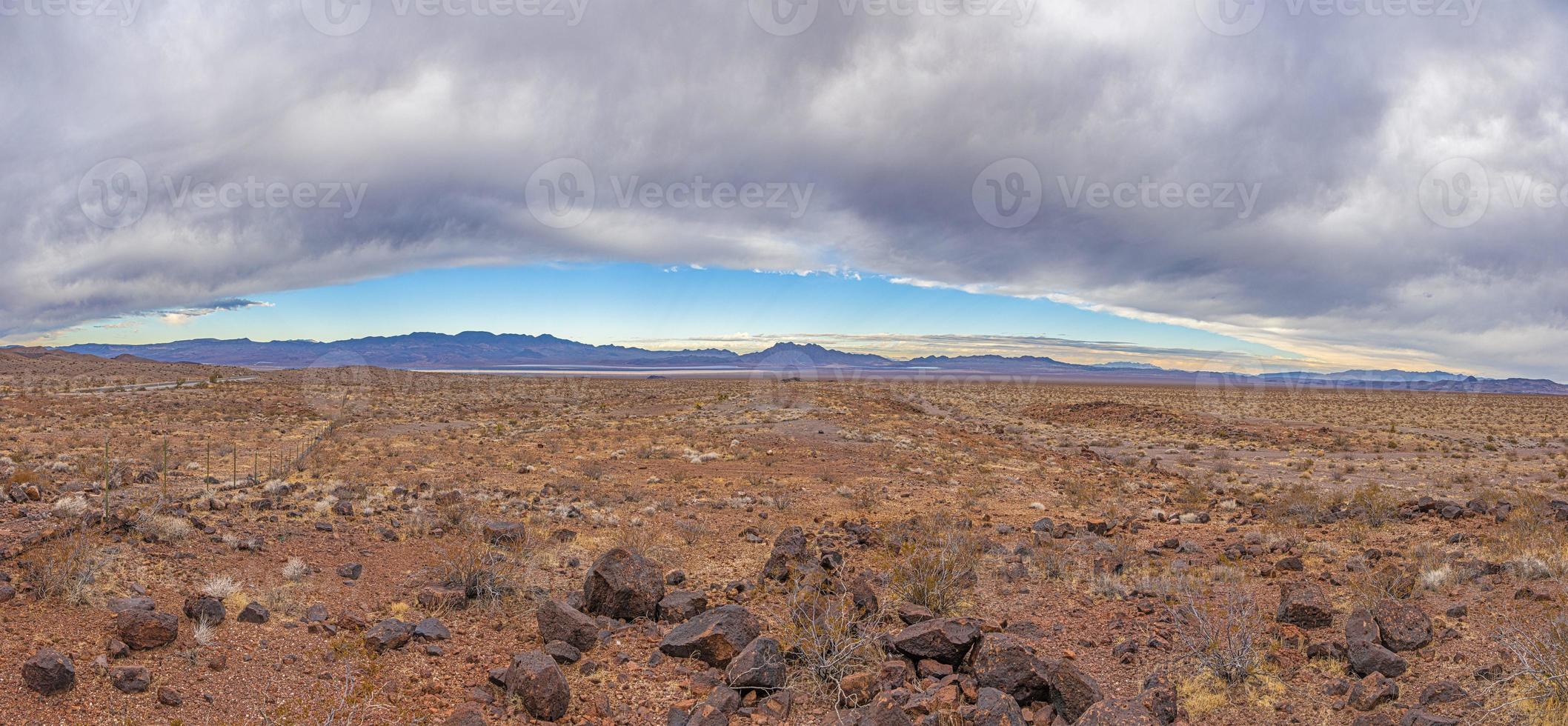 Panoramic image over Southern California desert during daytime photo