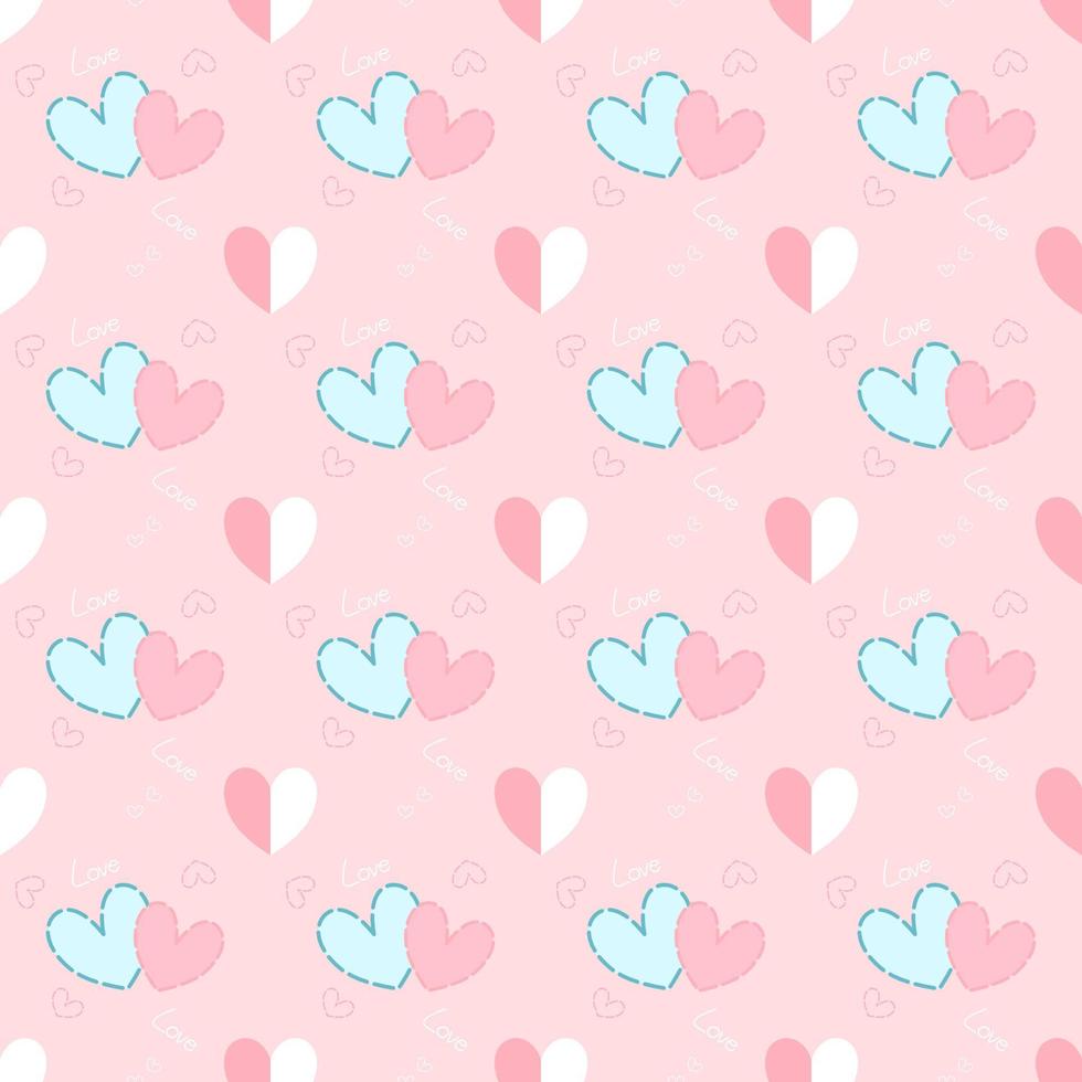 Valentines background.seamless pattern of pink and blue heart on white background vector