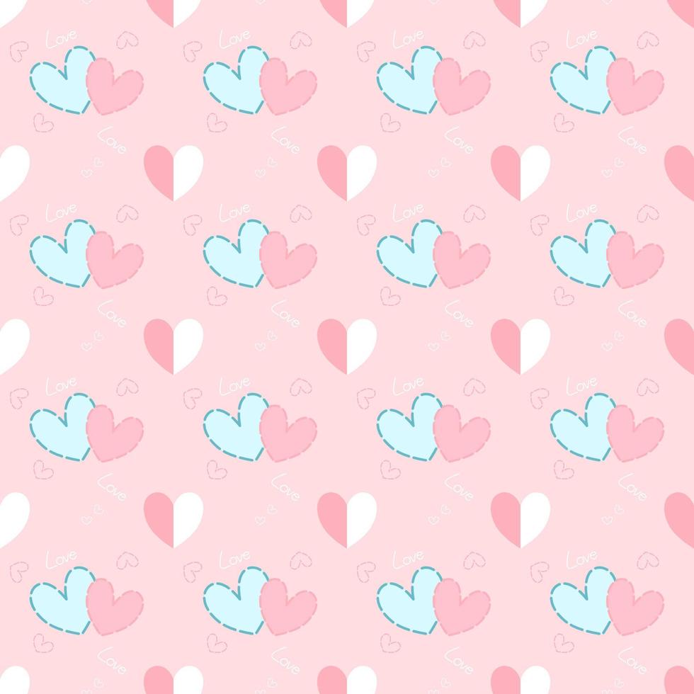 Valentines background.seamless pattern of pink and blue heart on white background vector