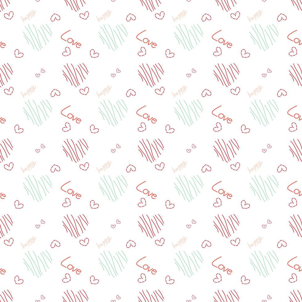 Vector background seamless pattern of green and pink heart