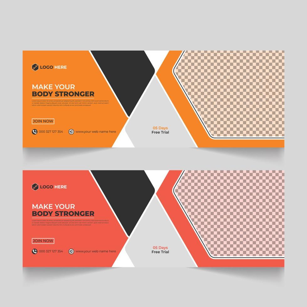 fitness creative facebook cover and web banner gym banner abstract design vector