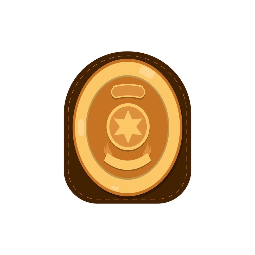 Sheriff badge, golden shield with star icon flat isolated. vector