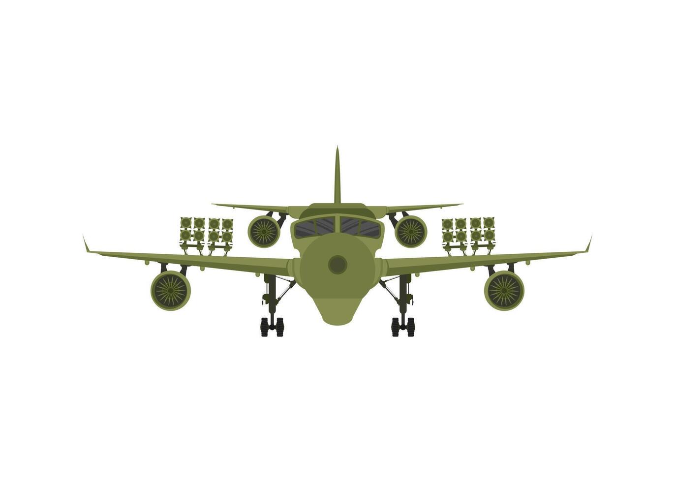 Fighter, military aircraft with missiles on board. Vector illustration