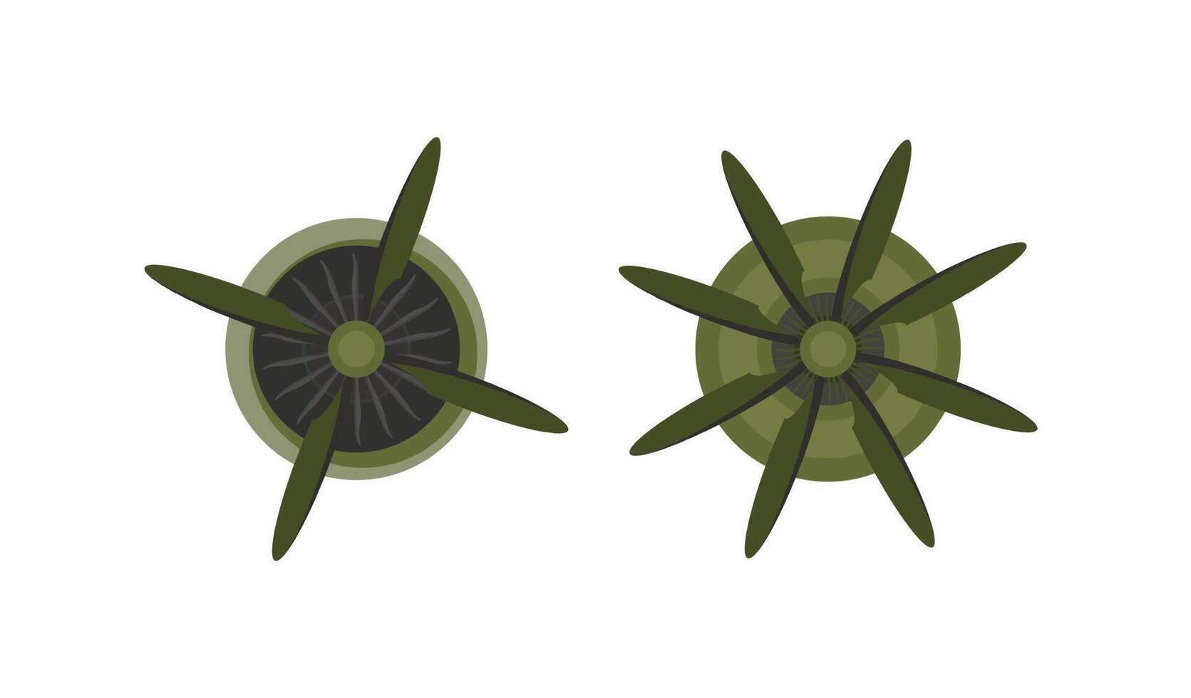 Conjunto de hélice de pala de avión aislado sobre fondo blanco. iconos de hélice de avión vintage con radial vector