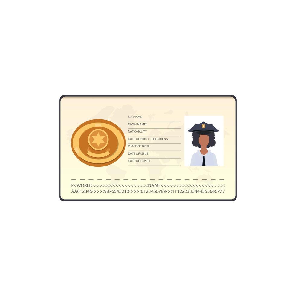 Female ID police documents flat icon isolated. vector