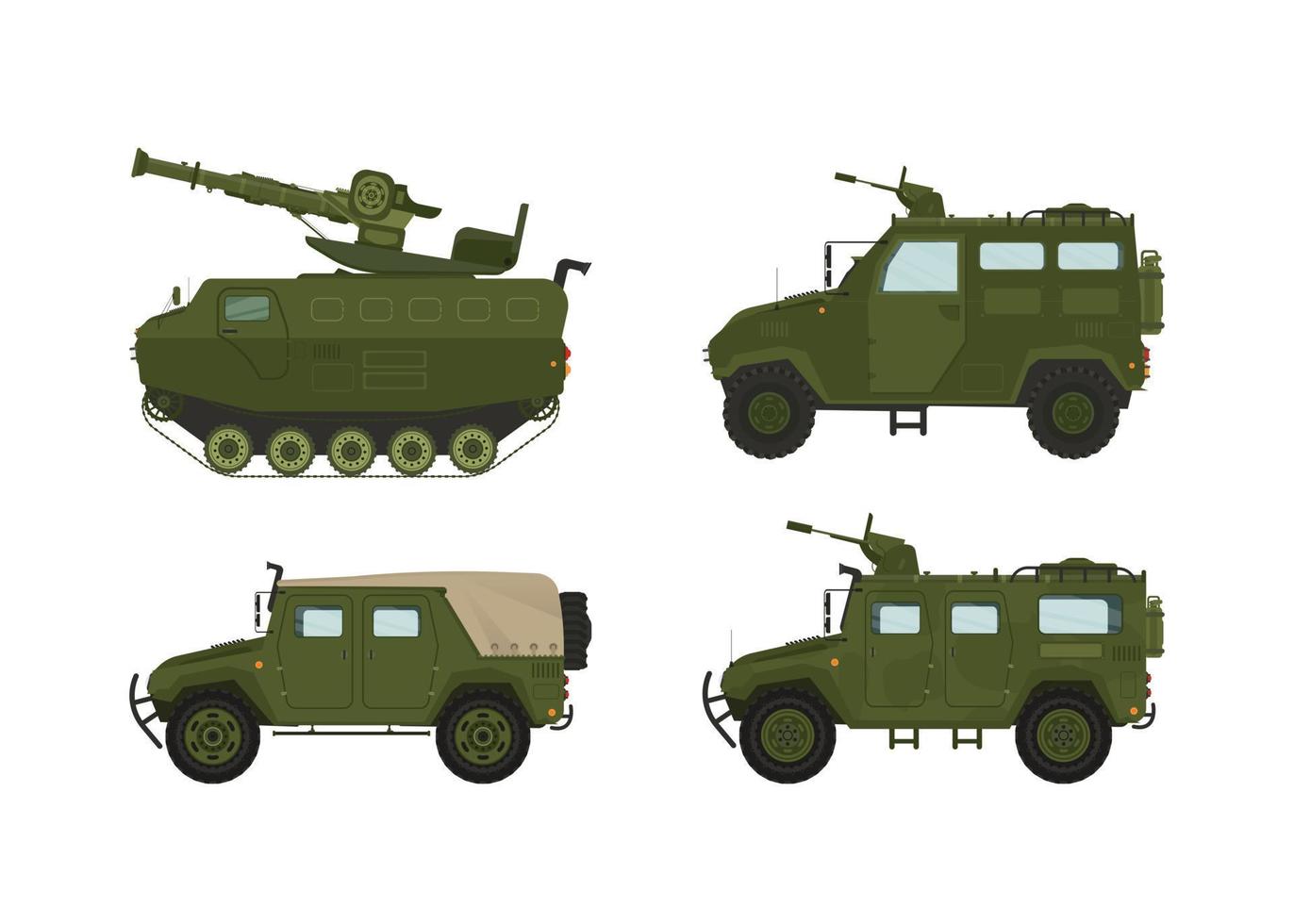 Personal carrier vehicle transport in military war set collection. Vector illustration for your design
