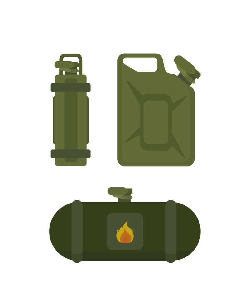 Green canister of gasoline for fuel. illustration in trendy flat style isolated on white background. vector