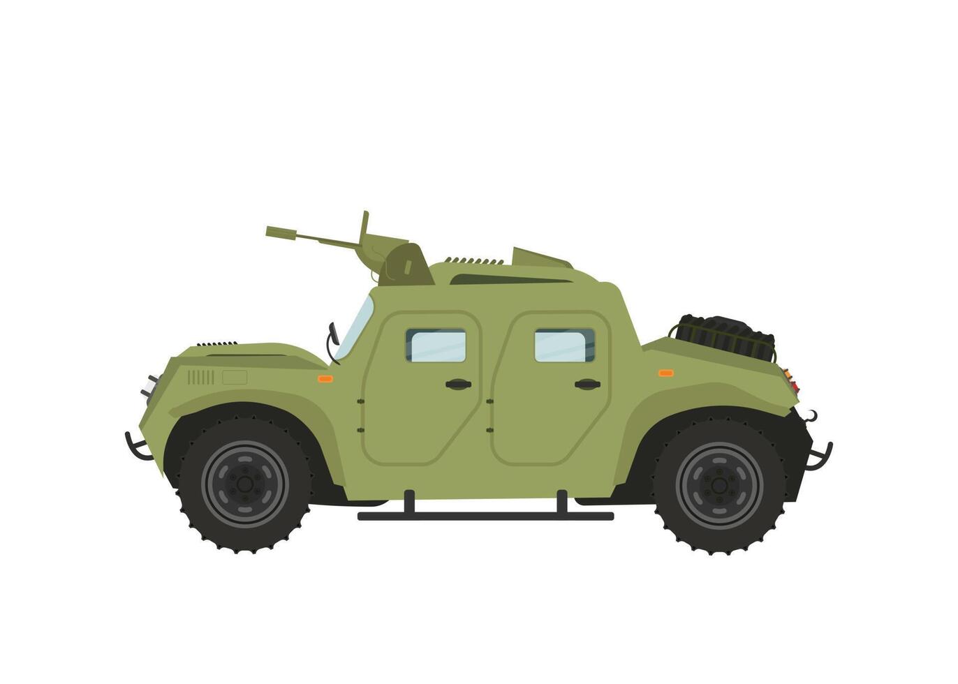 icono aislado del camión del ejército moderno. objeto de técnicas militares, equipo pesado de fuerza, ilustración de maquinaria de cuerpos blindados en diseño plano. vector