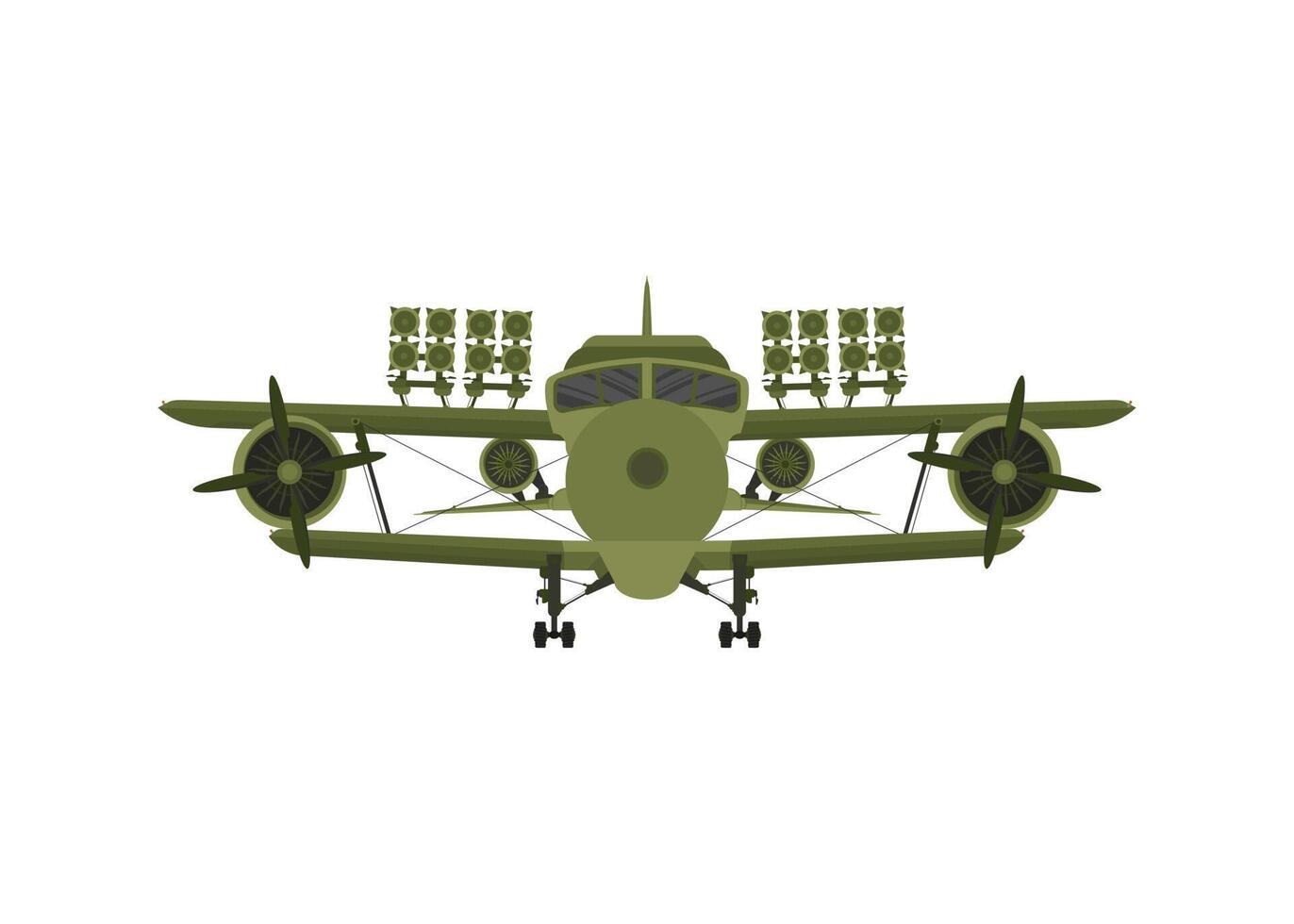 Fighter, military aircraft with missiles on board. Illustration isolated on white background. vector
