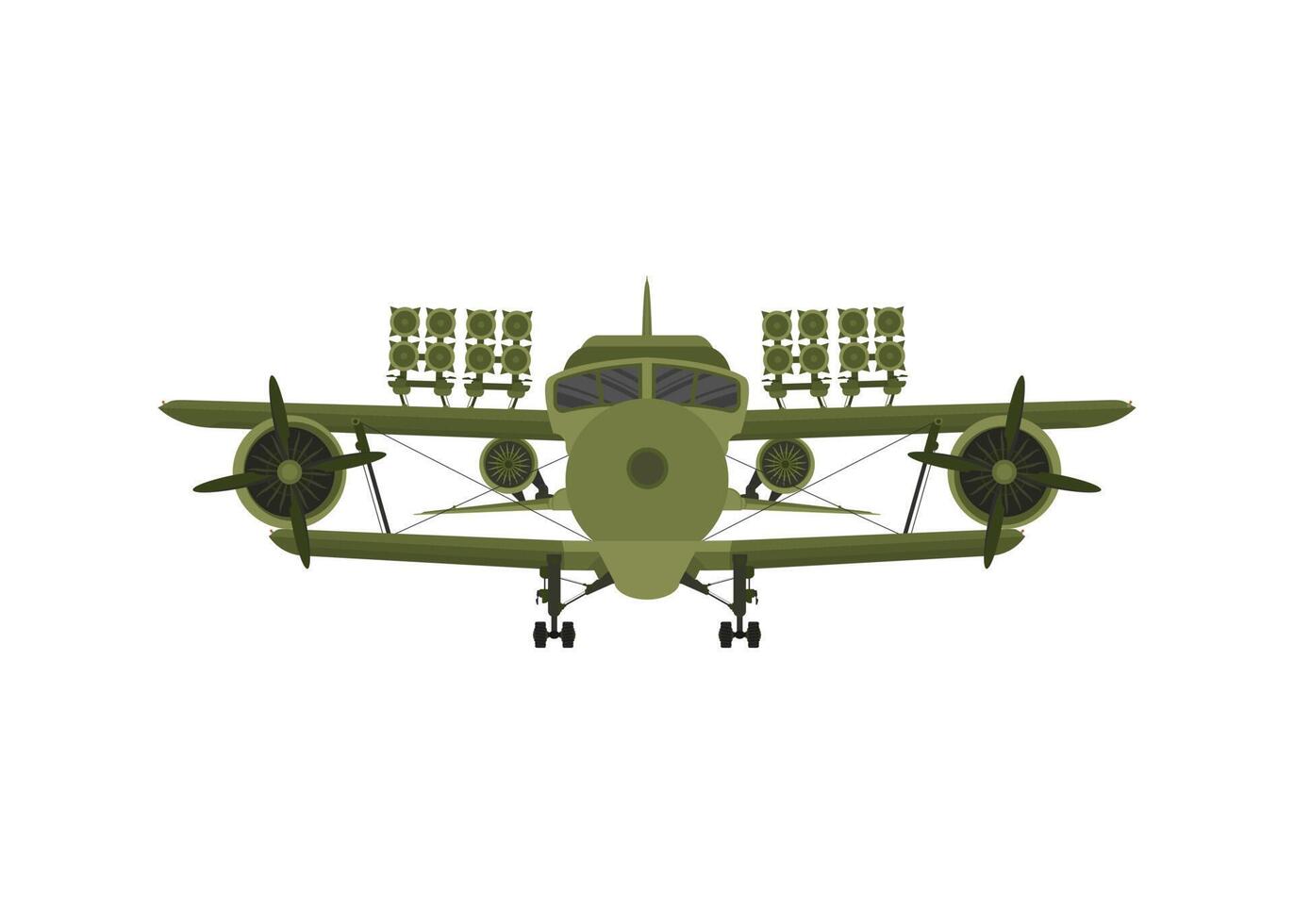 Fighter, military aircraft with missiles on board. Illustration isolated on white background. Vector