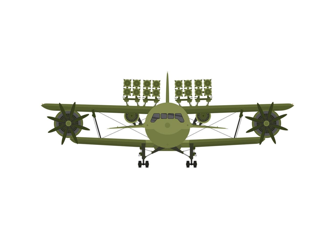 Fighter, military aircraft with missiles on board. Illustration isolated on white background. Vector