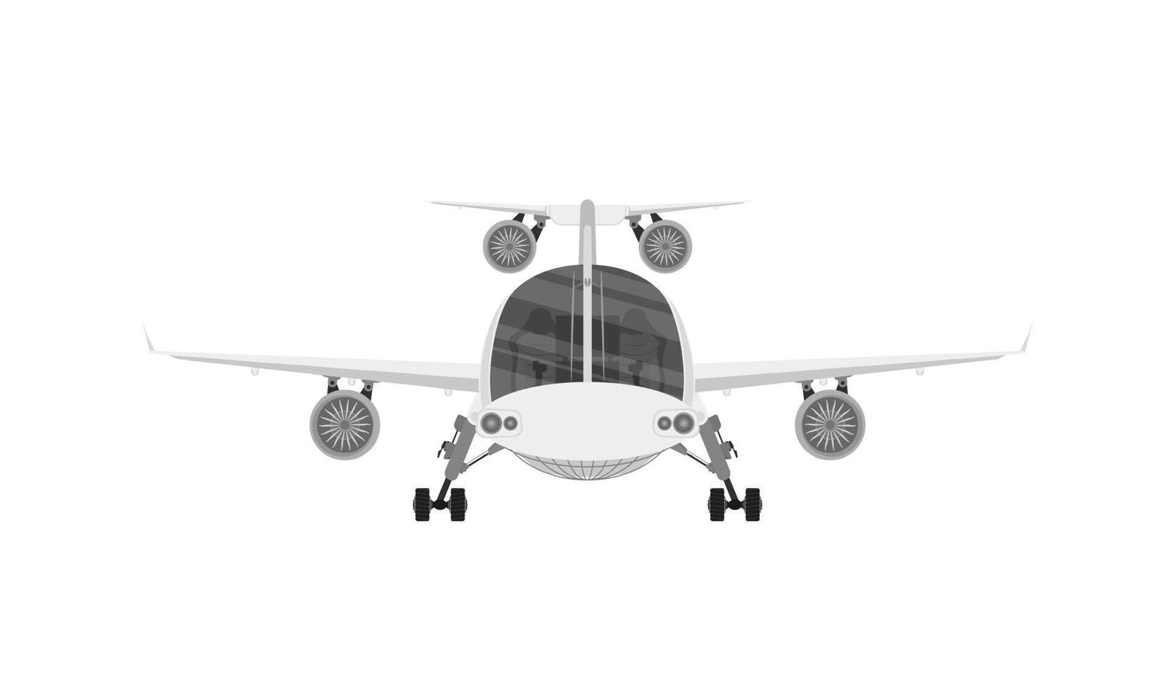 Flying a plane front view on a white background vector