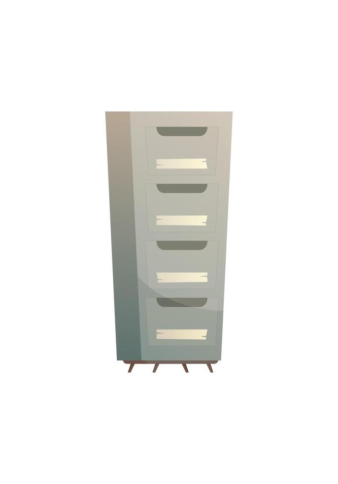 Filing cabinet with four drawer. Vector image isolated on white background