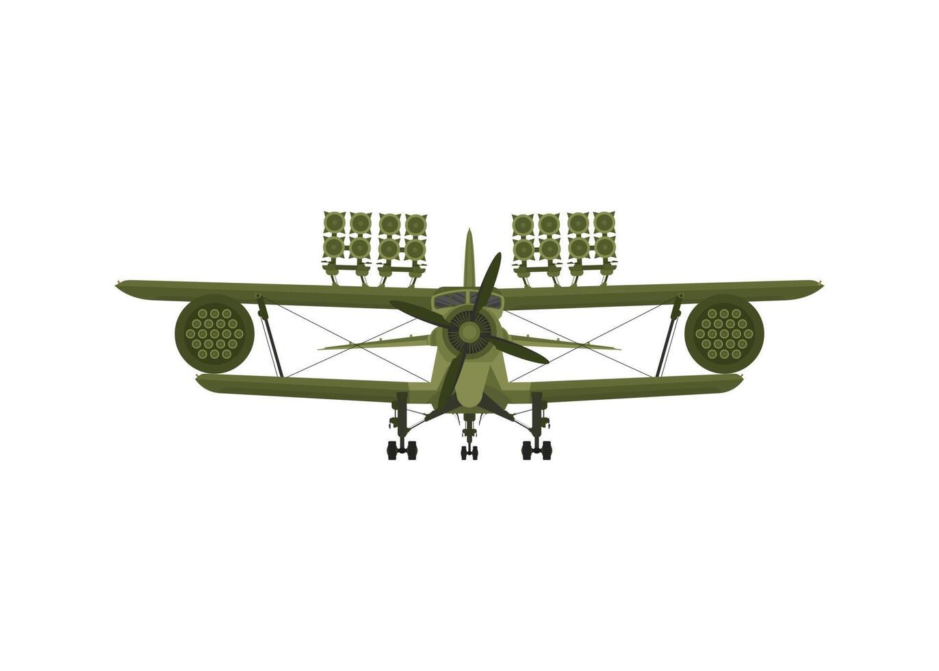 Fighter, military aircraft with missiles on board. Illustration isolated on white background. vector