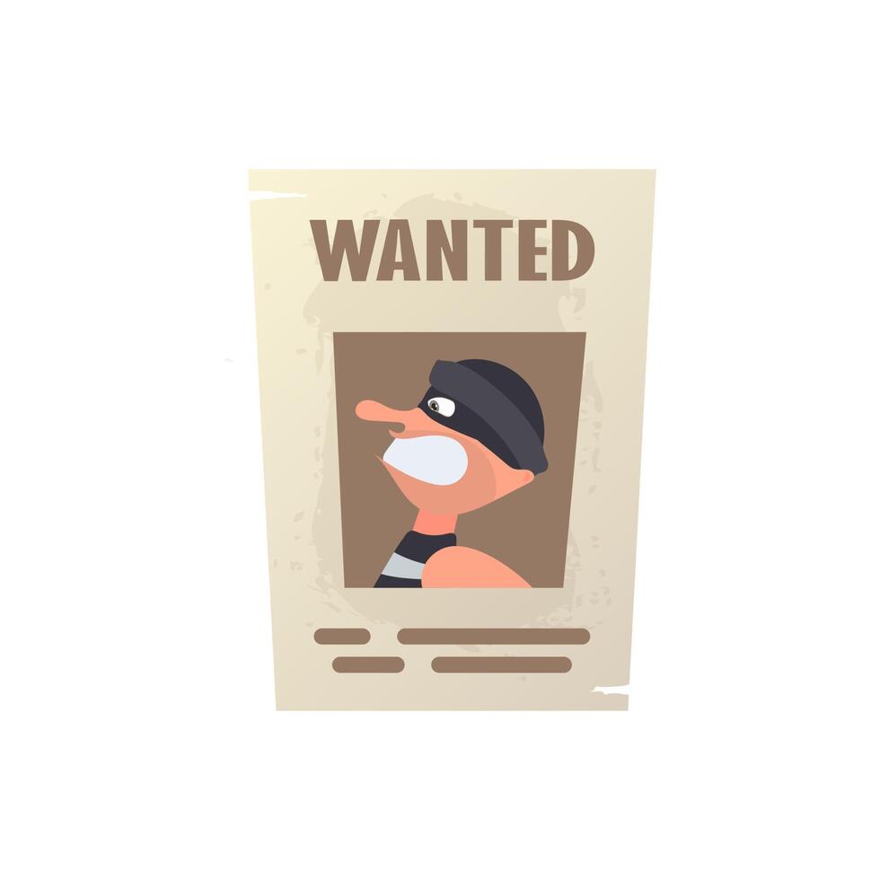 Grunged wanted paper template illustration vector