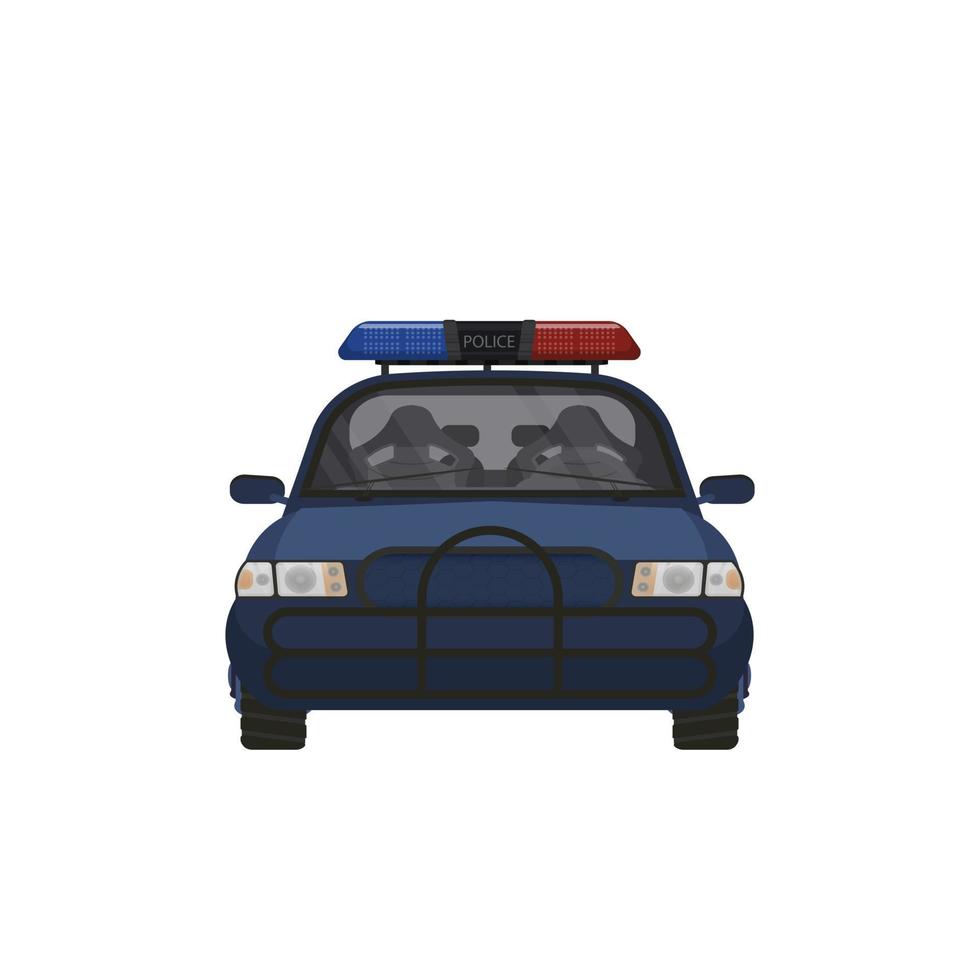 ilustración simple del coche de policía, vista frontal vector